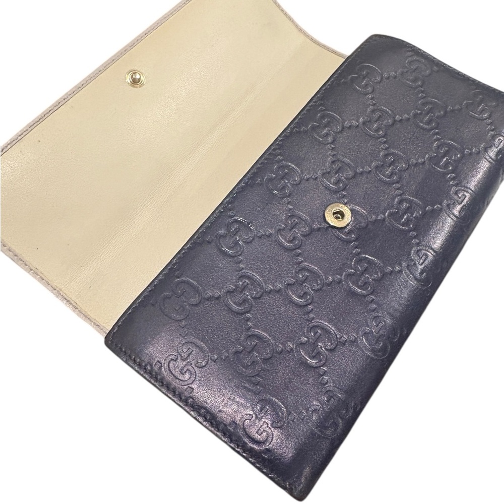 Gucci Guccissima Navy Leather Heart Bit Wallet w/ Gold with Gucci box - Picture 4 of 7